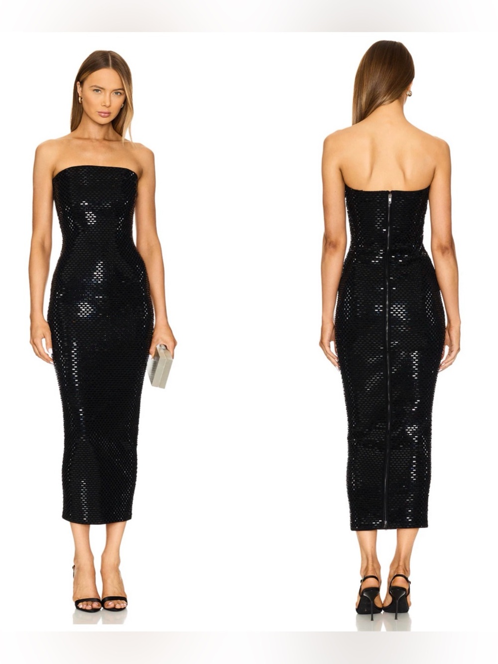 Retrofete Women’s Black Karrah Embellished Knit Dress HL25-8046 size L
